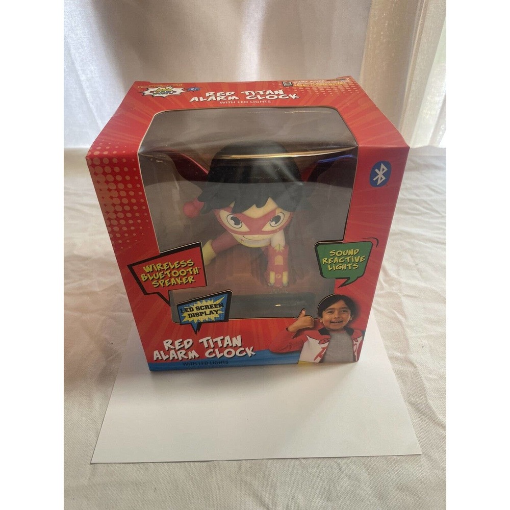 Ryans World Red Titan Kids Alarm Clock with Bluetooth Speaker
